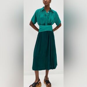 Elisamama Women’s Green Issa Midi Belted Dress Size Large